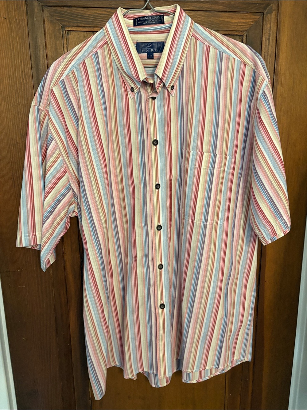 Enro Men’s Short-Sleeve Button-Down Shirt - Multicolor Stripe